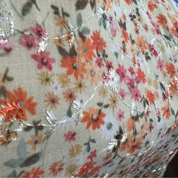 Byer Too Vintage Y2K Orange and Pink Embroidered Dainty Floral Mini Dress - Picture 12 of 13